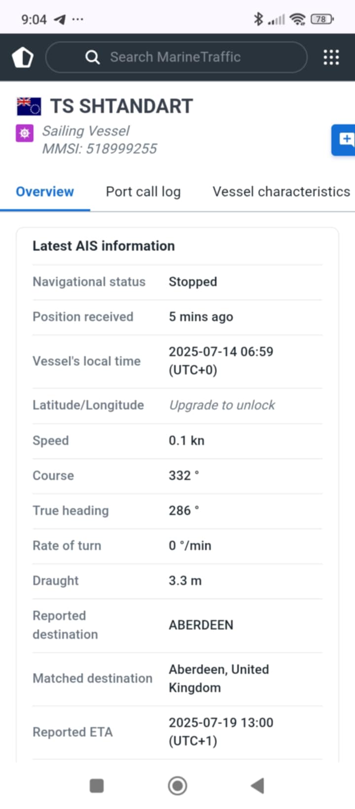 Shtandart, 07:00 UTC in Inverie 1
