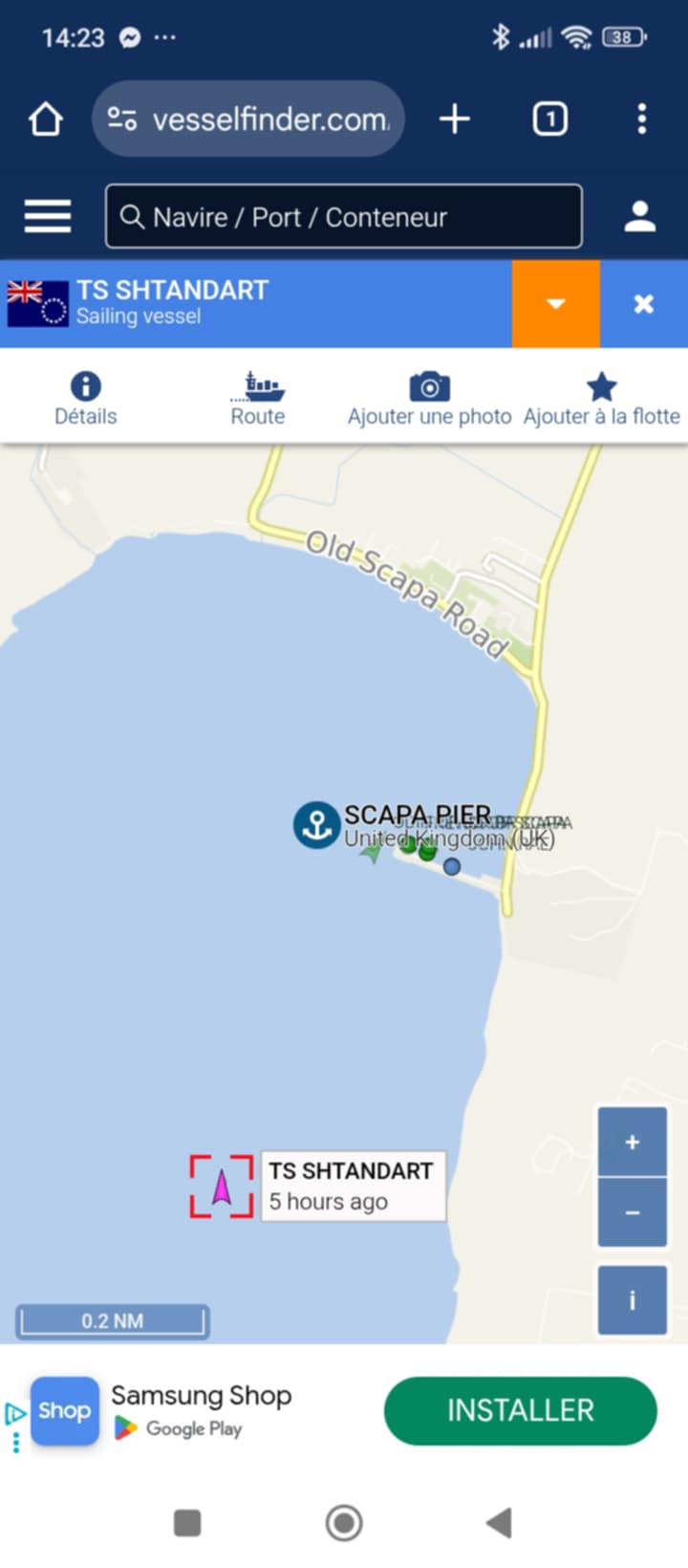 The Russian vessel Shtandart (MMSI: 518999255), disconnected its AIS five hours ago (17 July 2025, 07:39 UTC, 08:39 UK time) after entering Scapa Bay