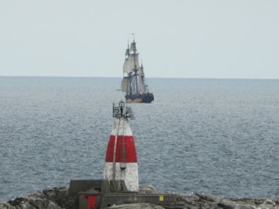 Sailing ship The Shtandart opposite Dalkey Island this afternoon - Image Eamonn Farrell / Rollingnews.ie