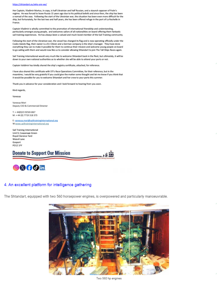 TS Shtandart: a POTENTIAL threat to national security page 3