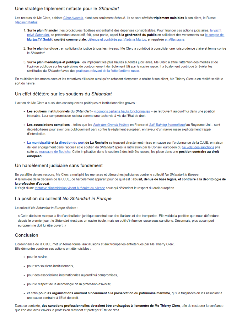 2025.09.07 No Shtandart In Europe à Bâtonnier de Rouen et Préfet de la Charente-Maritime, page 2