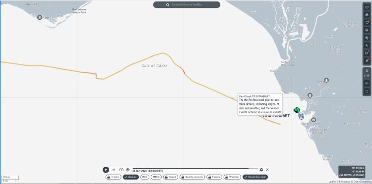 On 25 September 2025, the Shtandart entered the territorial waters of Andalusia.