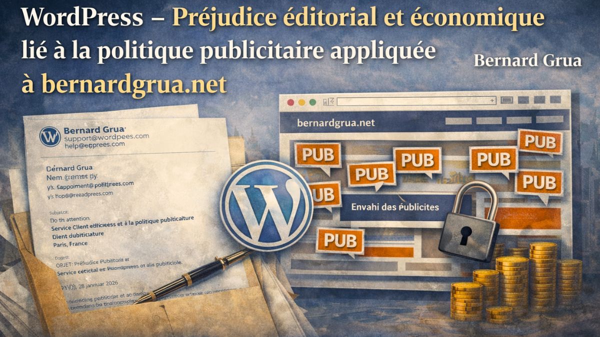 Publicité intrusive sur WordPress bernardgrua.net