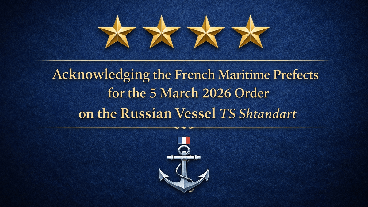 On 10 March 2026, an official message of thanks was addressed to Vice Admiral Jean-François Quérat, Maritime Prefect of the Atlantic and Commander-in-Chief of the French Forces in the Atlantic. This letter, signed by the Union of Ukrainians in France, the association Iroise-Ukraine and the collective No Shtandart in Europe, expresses their gratitude to the maritime prefects of Cherbourg, Brest and Toulon for the inter-prefectoral order of 5 March 2026 concerning the Russian vessel TS Shtandart.