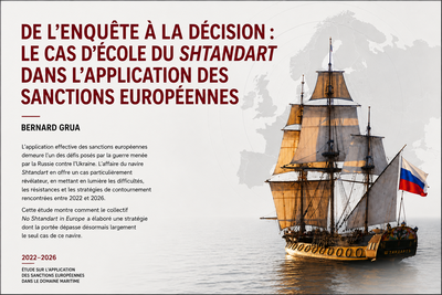 L’application effective des sanctions européennes est un des défis posés par la guerre menée par la Russie contre l’Ukraine. L’affaire du navire Shtandart en offre un cas particulièrement révélateur, en mettant en lumière les difficultés, les résistances et les stratégies de contournement rencontrées entre 2022 et 2026. Cette étude montre comment le collectif No Shtandart in Europe a élaboré une stratégie dont la portée dépasse désormais largement le seul cas de ce navire.