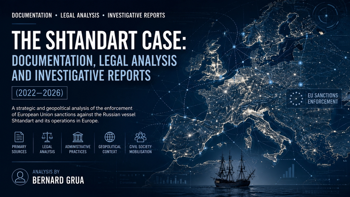 Frigate Shtandart: A Documented Presentation by Bernard Grua of the Investigations and European Mobilisation Against the Circumvention of Sanctions by the Russian Vessel.