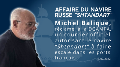 Michel Balique, président de l’association Amis des Grands Voiliers, réclame à Éric Banel, DGAMPA, une autorisation officielle pour le Shtandart 
